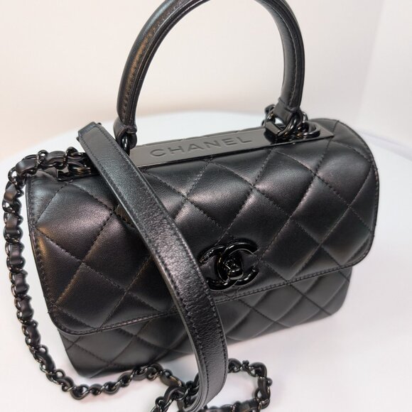 Chanel So Black Quilted Mini Trendy Top Handle Flap Bag - Picture 5 of 16